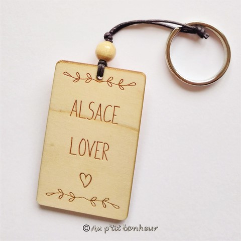 Porte clés bois Alsace Lover gravé . Fabriqué en France  par Au p'tit Bonheur Nothalten