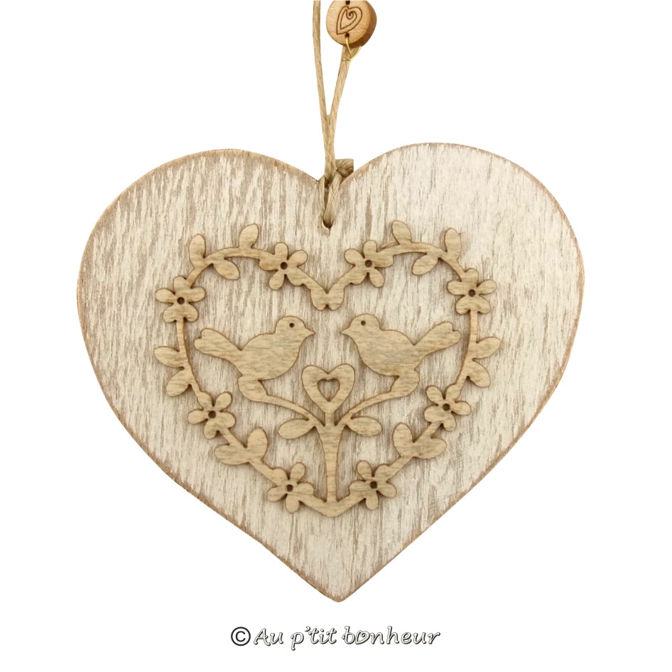 Coeur en bois Porte Bonheur