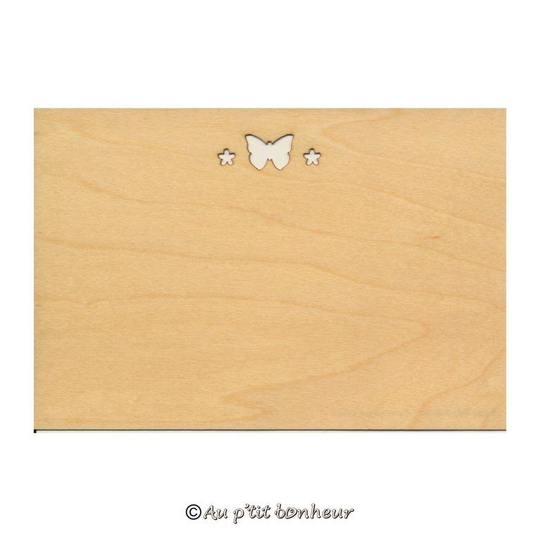 carte postale bois papillon et fleurs fabrication artisanale