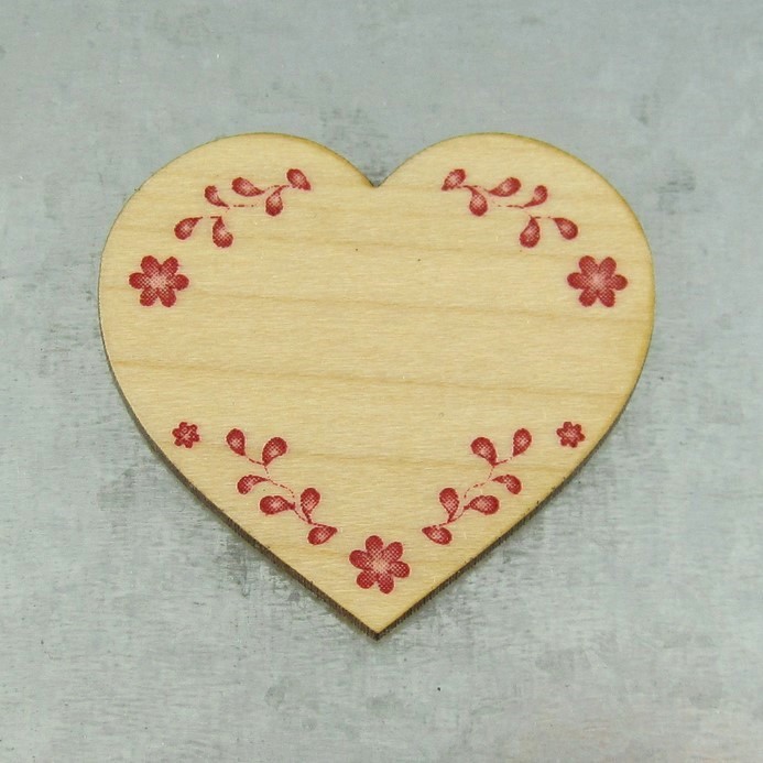 magnet bois coeur fleuri rouge fabrication artisanale