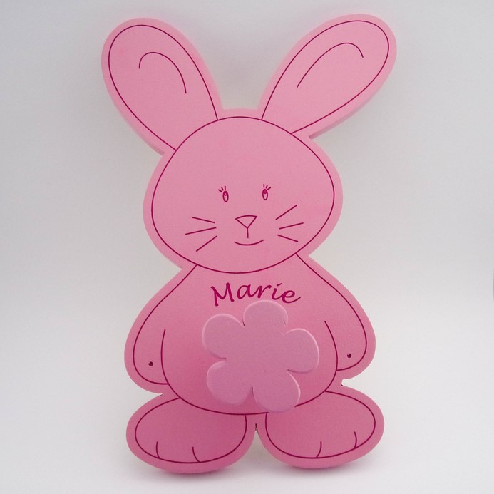 porte manteau lapin prénom personnalisable en bois peint Au p'tit Bonheur Nothalten Alsace