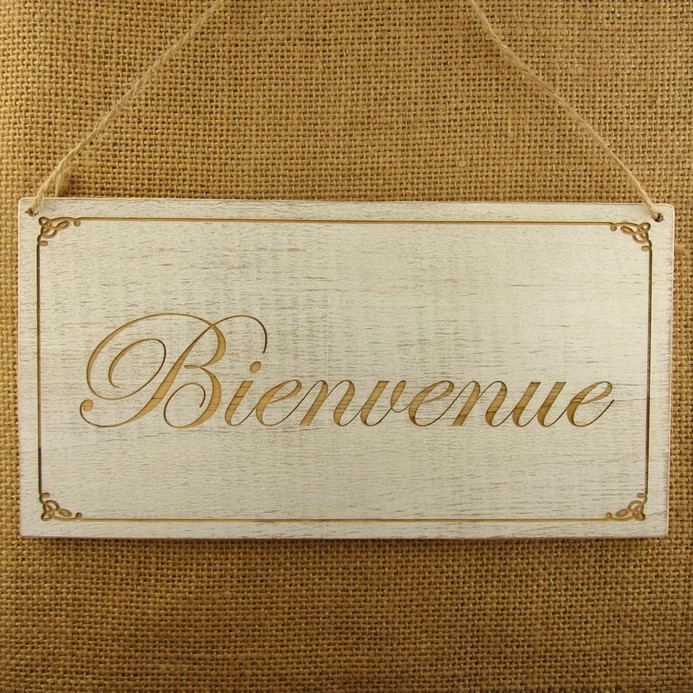 pancarte bois shabby chic vintage bienvenue  fabrication artisanale française Au p'tit Bonheur Nothalten Alsace route du Vin