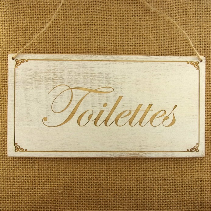 Pancarte bois Toilettes