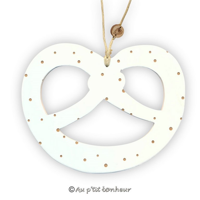bretzel bois blanc décoration bretzel en bois blanc à pois