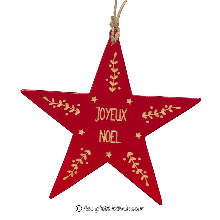 décoration de Noël étoile rouge bois SU371