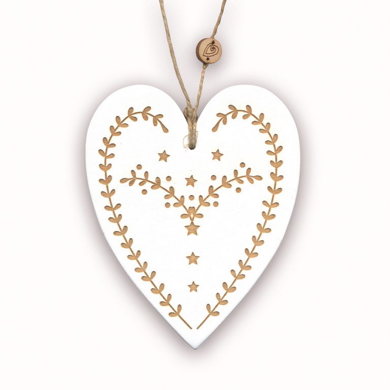 Coeur déco bois blanc Coeur déco Noël bois blanc