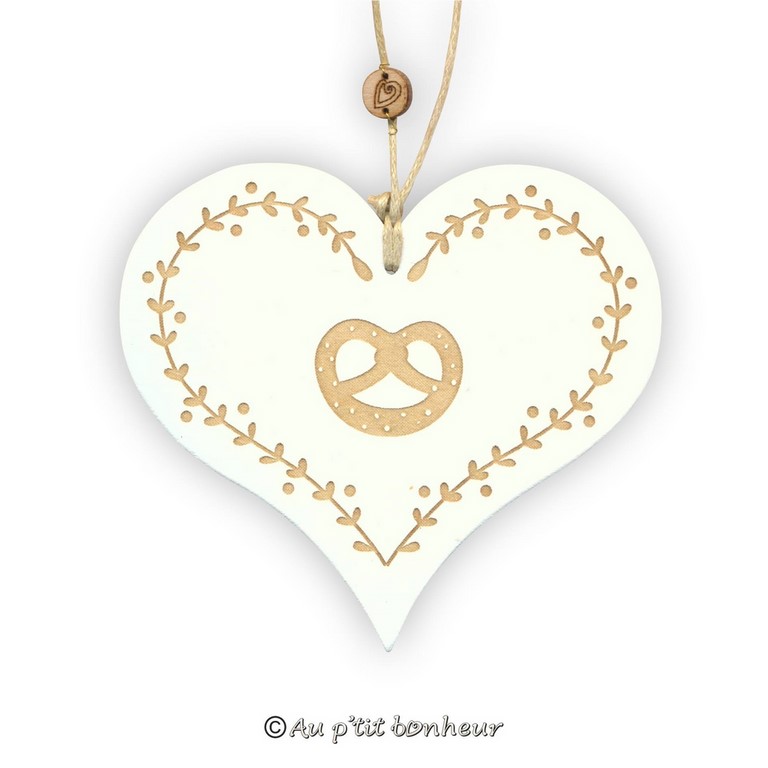 coeur bretzel blanc décoration coeur bois alsace bretzel