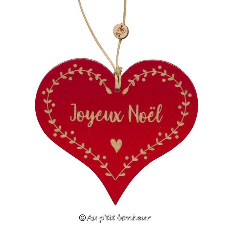 décoration de Noel coeur rouge bois SU370