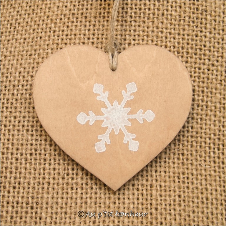 décoration sapin de noël en bois Au p'tit bonheur alsace coeur au flocon