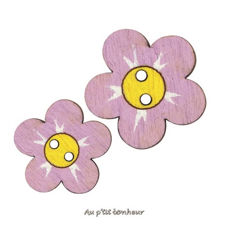 bouton bois fleur rose lilas made in France Nothalten Alscace Au p'tit Bonheur
