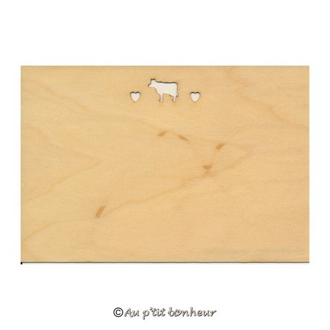 Carte postale bois vache fabrication artisanale