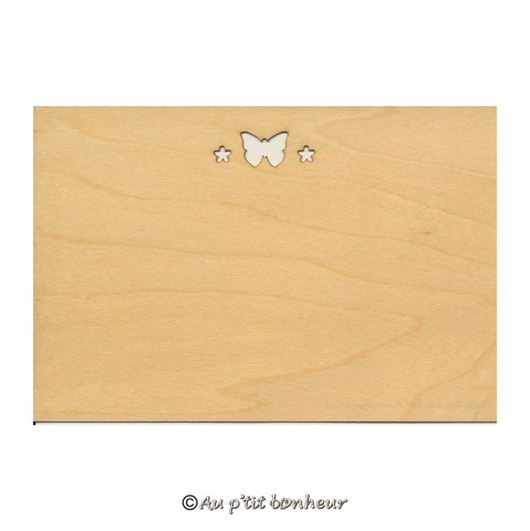 carte postale bois papillon et fleurs fabrication artisanale