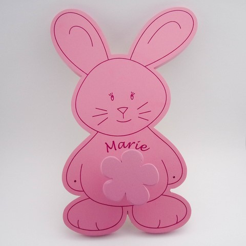 porte manteau lapin prénom personnalisable en bois peint Au p'tit Bonheur Nothalten Alsace