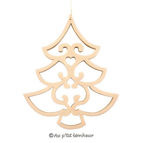 suspension décoration sapin de Noël bois ajouré sapin fabrication artisanale