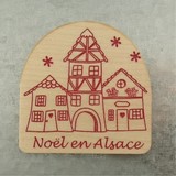 magnet bois noël en Alsace rouge fabrication artisanale